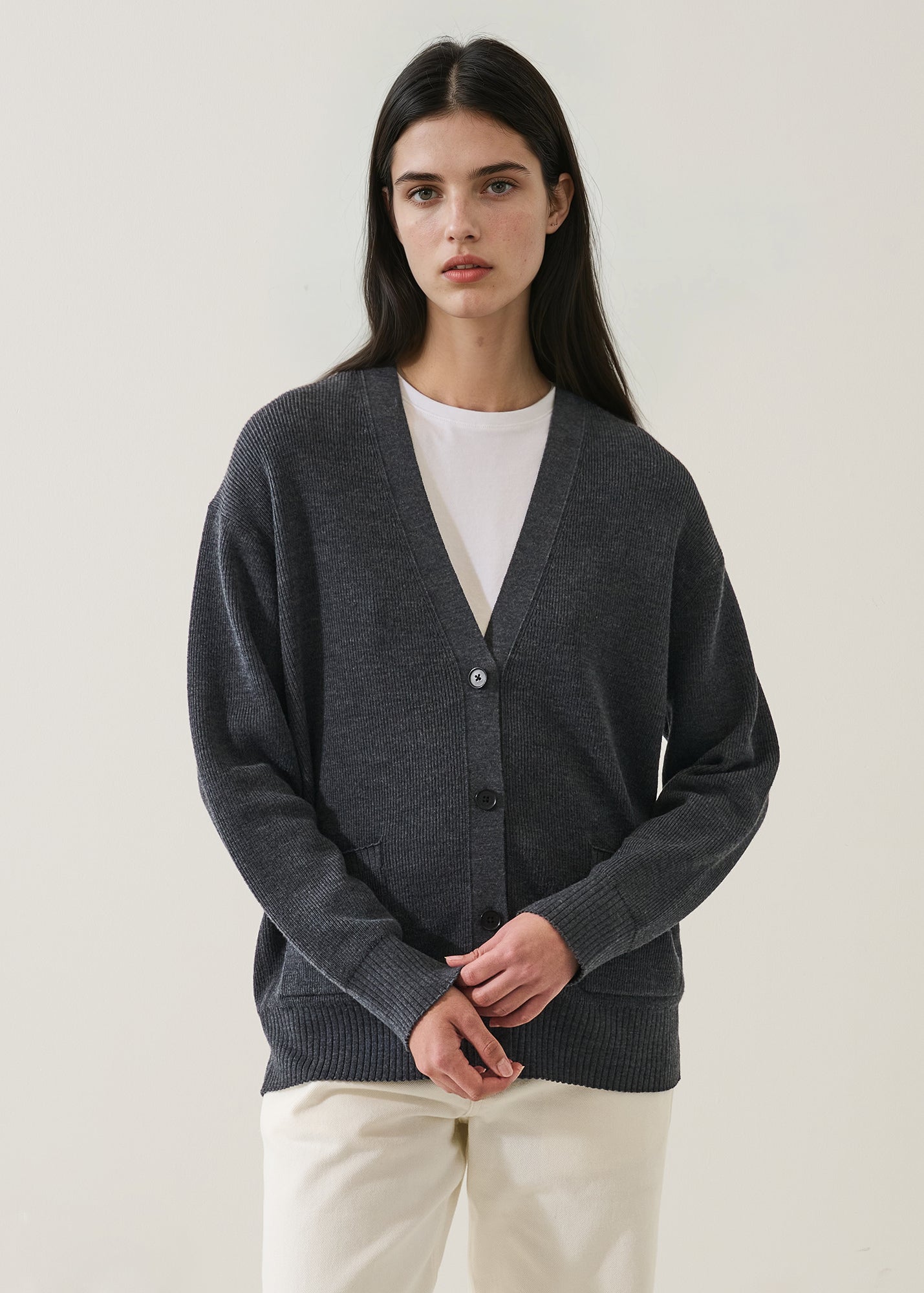 Ribbed Merino Relaxed Cardigan
