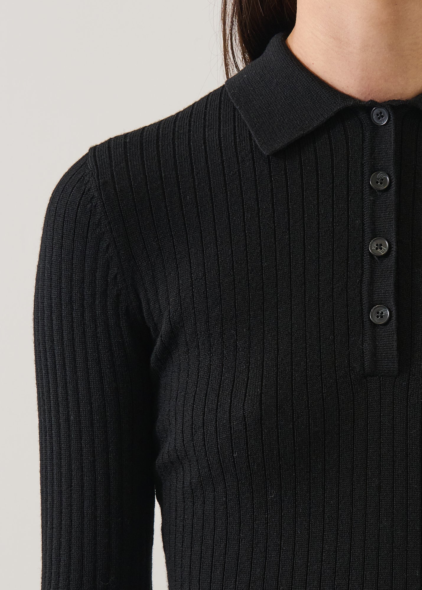 Merino Ribbed Fitted Polo