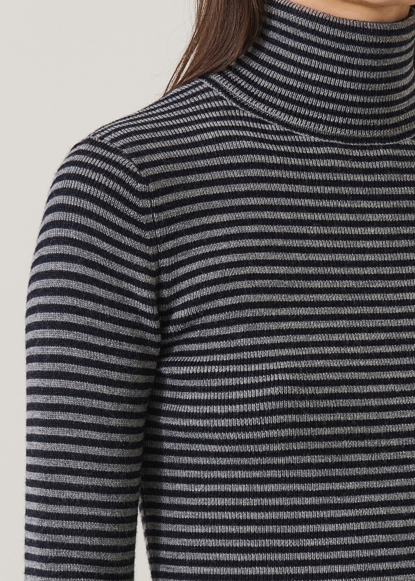 Ribbed Merino Stripe Turtleneck