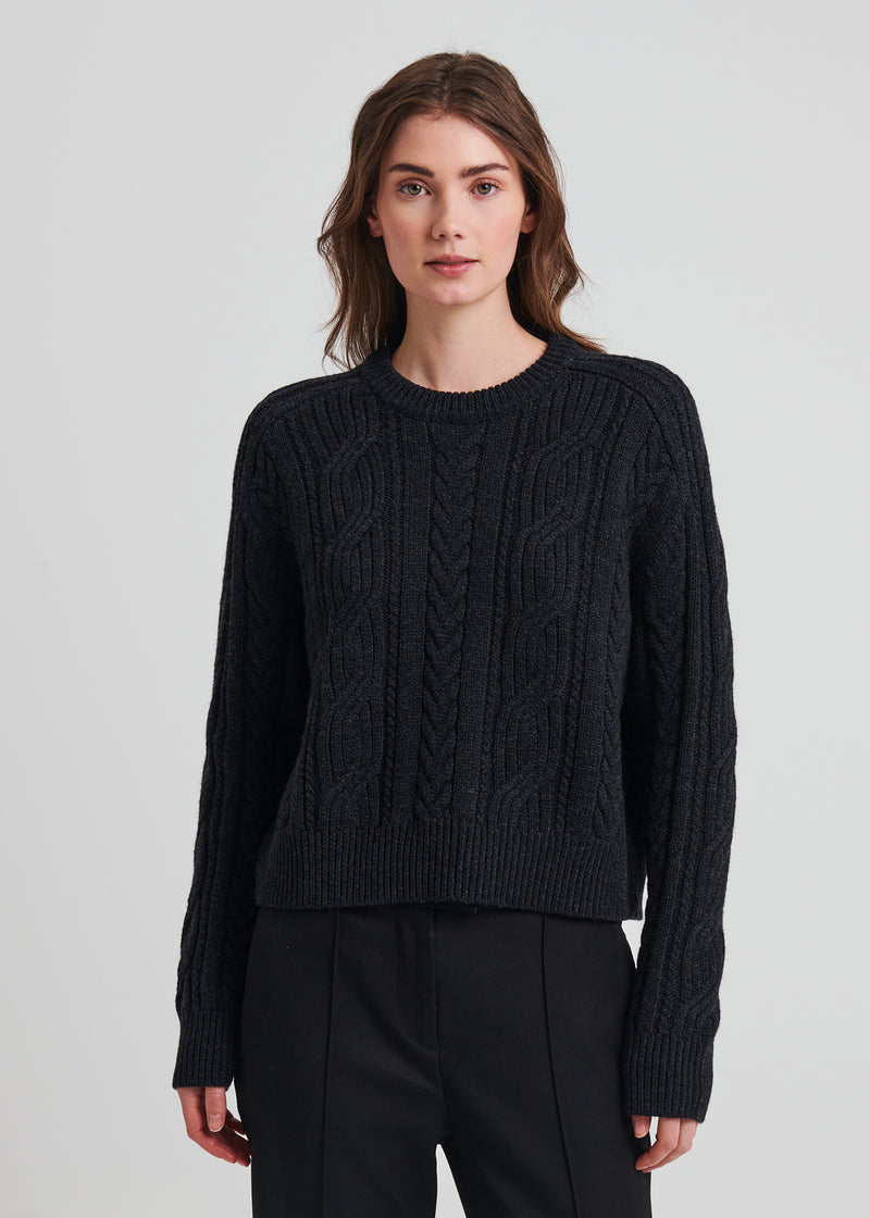 Merino Cable Knit Crewneck