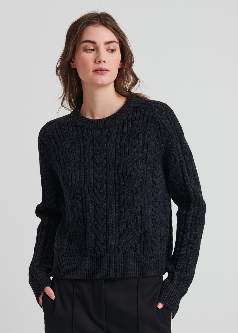 Merino Cable Knit Crewneck