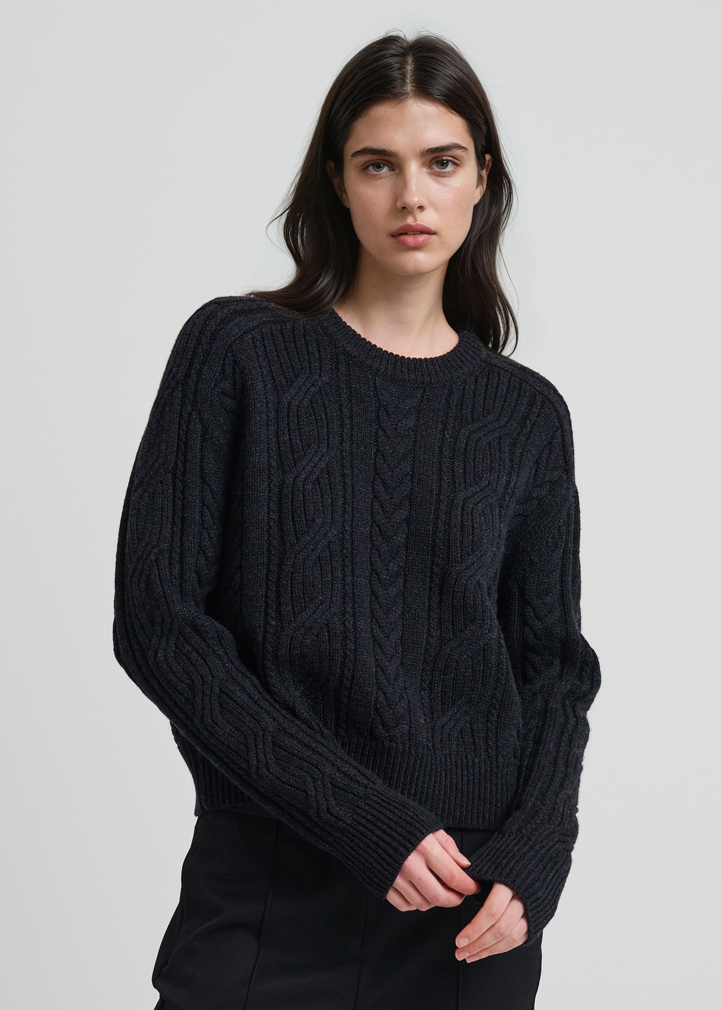 Merino Cable Knit Crewneck