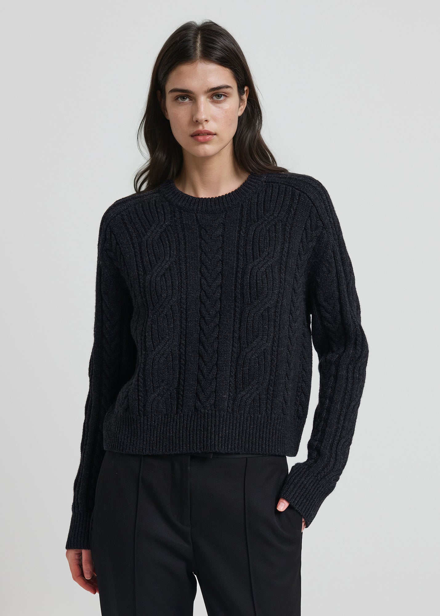 Merino Cable Knit Crewneck