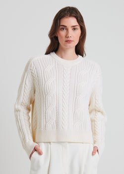 Merino Cable Knit Crewneck