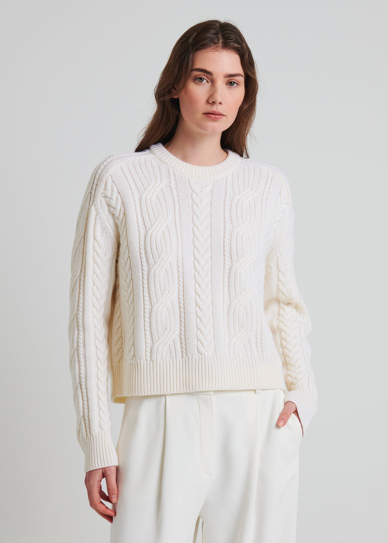 Merino Cable Knit Crewneck