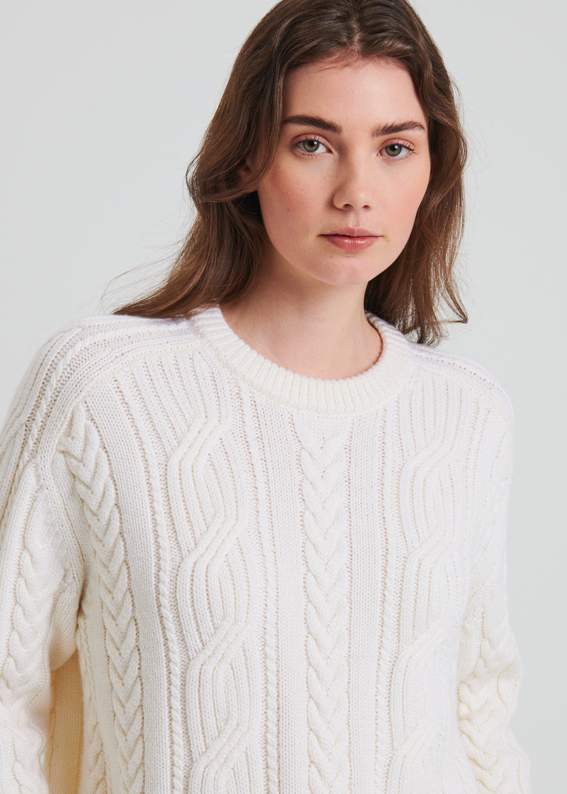 Merino Cable Knit Crewneck