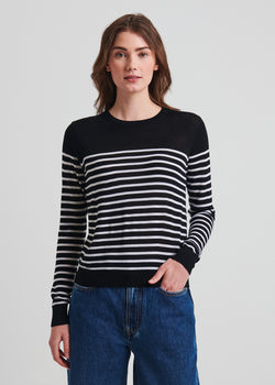 MERINO WOOL STRIPE CREWNECK