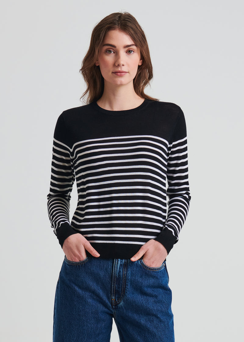 MERINO WOOL STRIPE CREWNECK