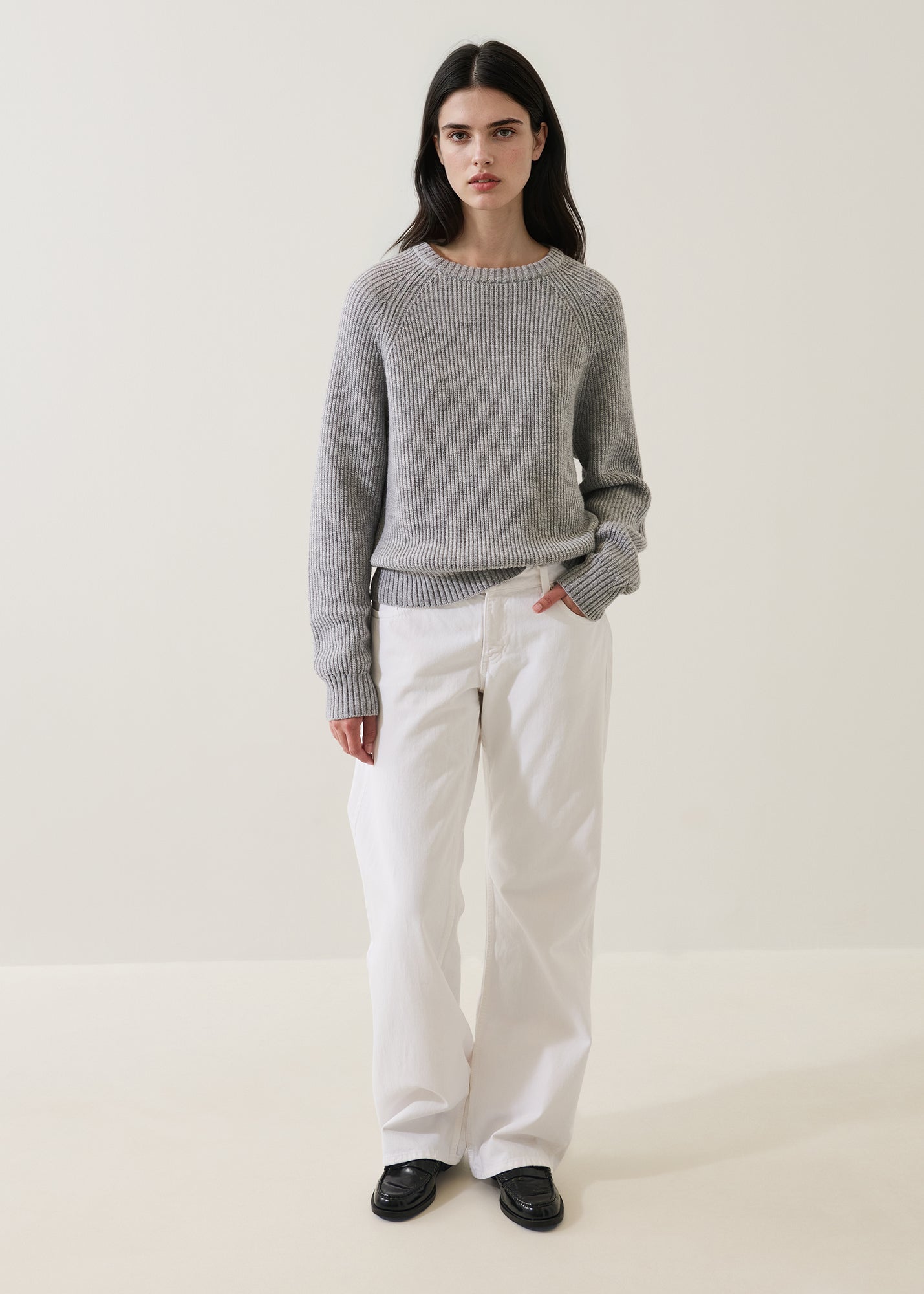 Merino Ribbed Raglan Crew