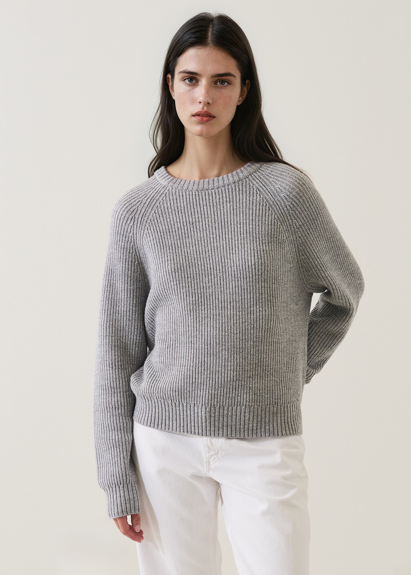Merino Ribbed Raglan Crew