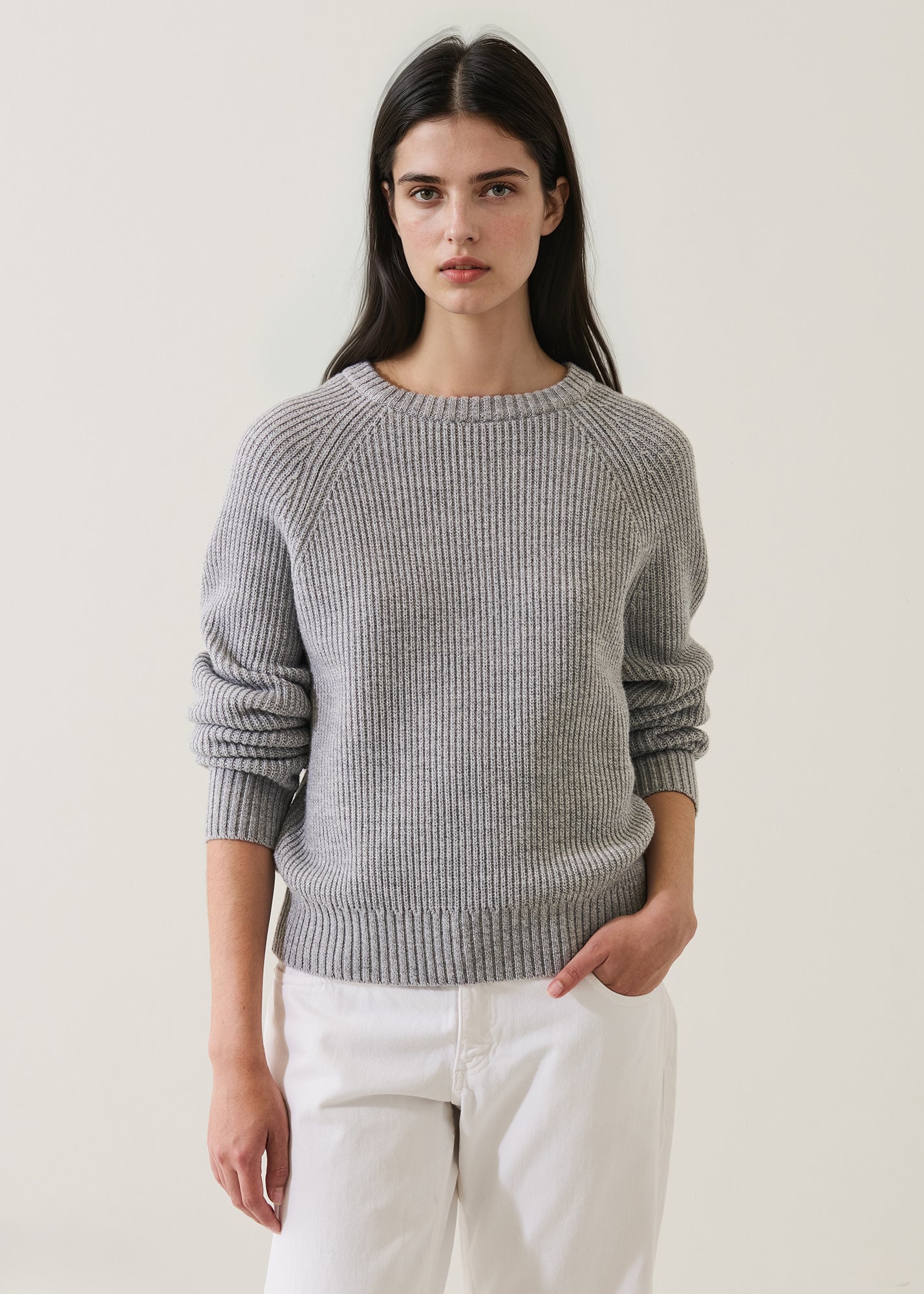 Merino Ribbed Raglan Crew