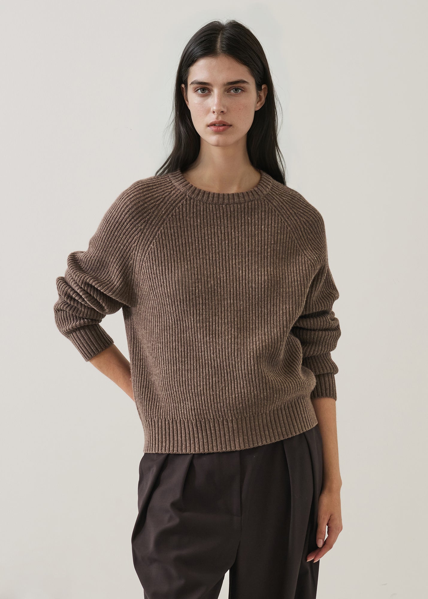 Merino Ribbed Raglan Crew