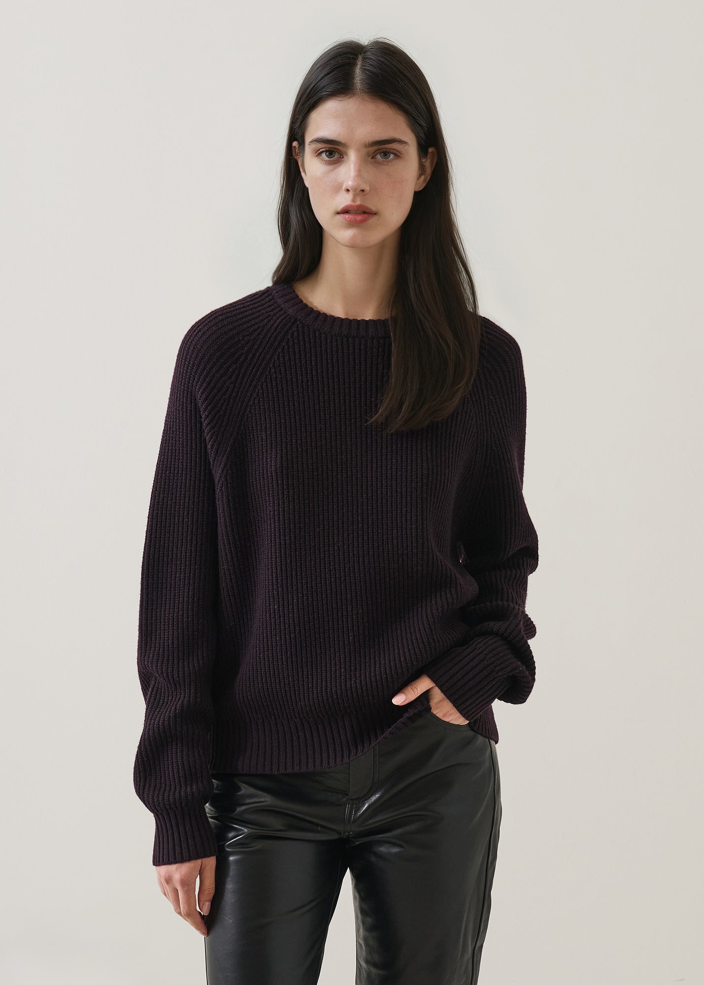 Merino Ribbed Raglan Crew