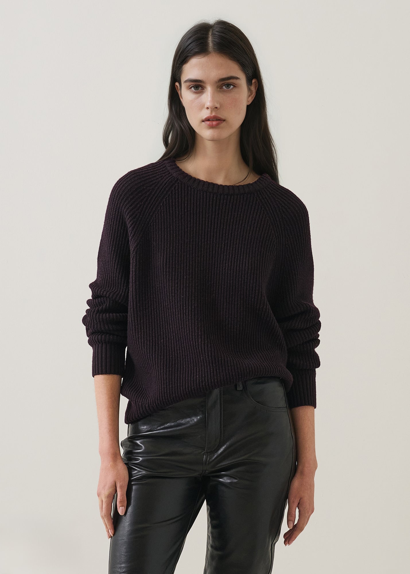 Merino Ribbed Raglan Crew