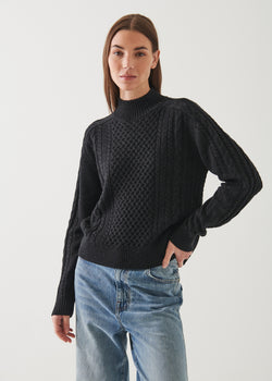 CABLE KNIT MOCK NECK SWEATER | PATRICK ASSARAF.