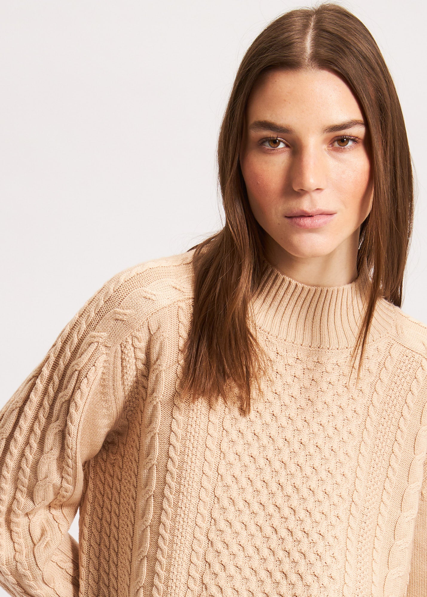 CABLE KNIT MOCK NECK SWEATER | PATRICK ASSARAF.