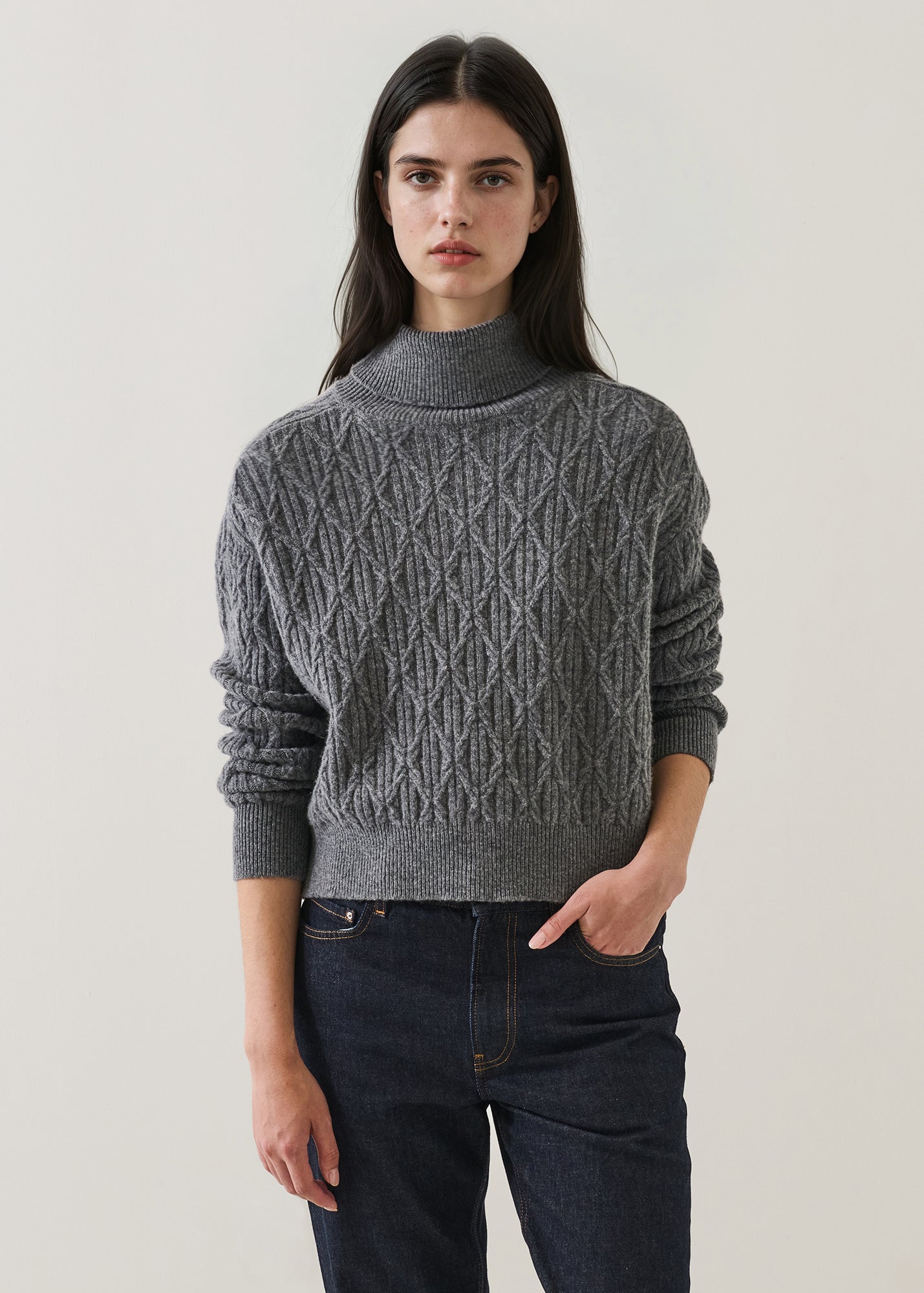 Superfine Lambswool Cable Turtleneck