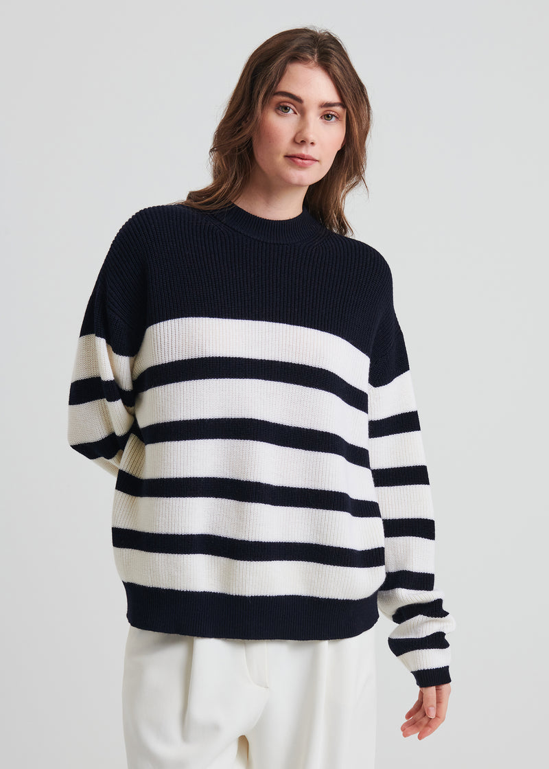 MERINO STRIPED CREWNECK