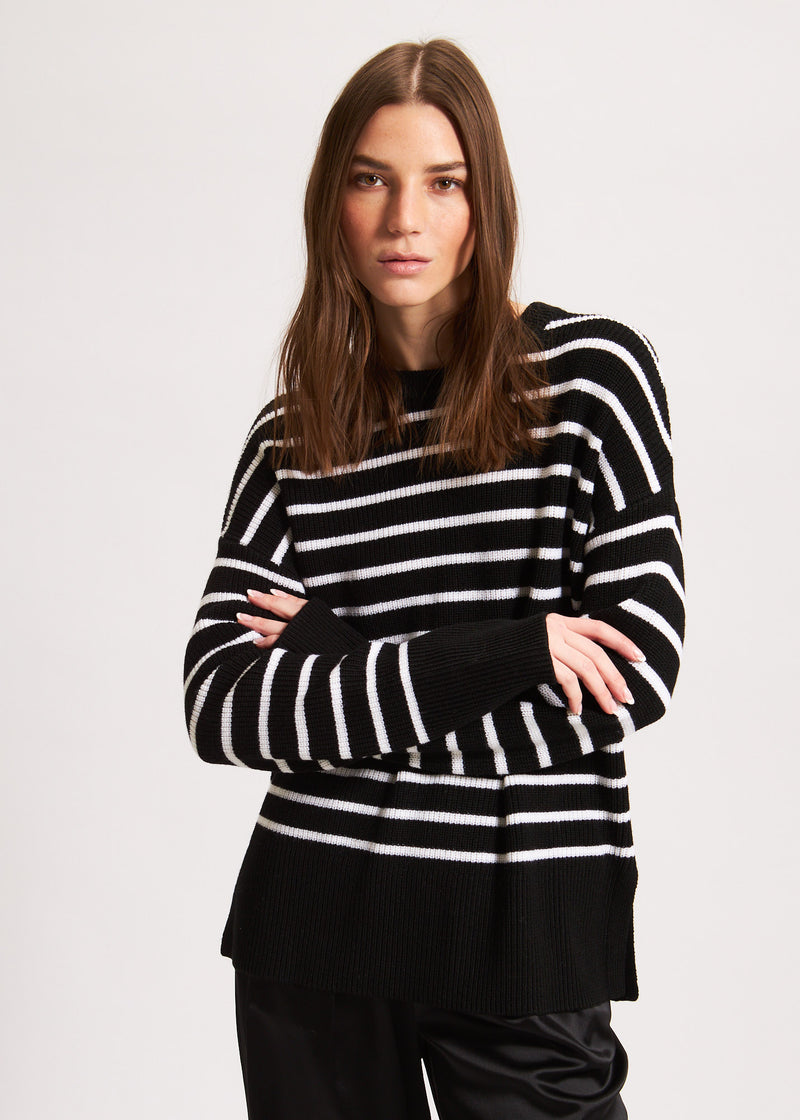 OVERSIZED STRIPED CREWNECK | PATRICK ASSARAF.