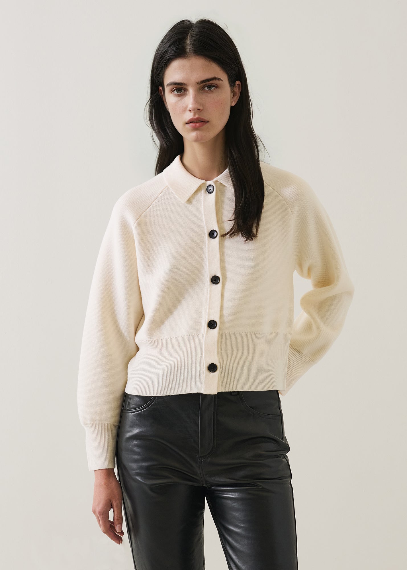 Merino Milano Stitch Button Cardigan