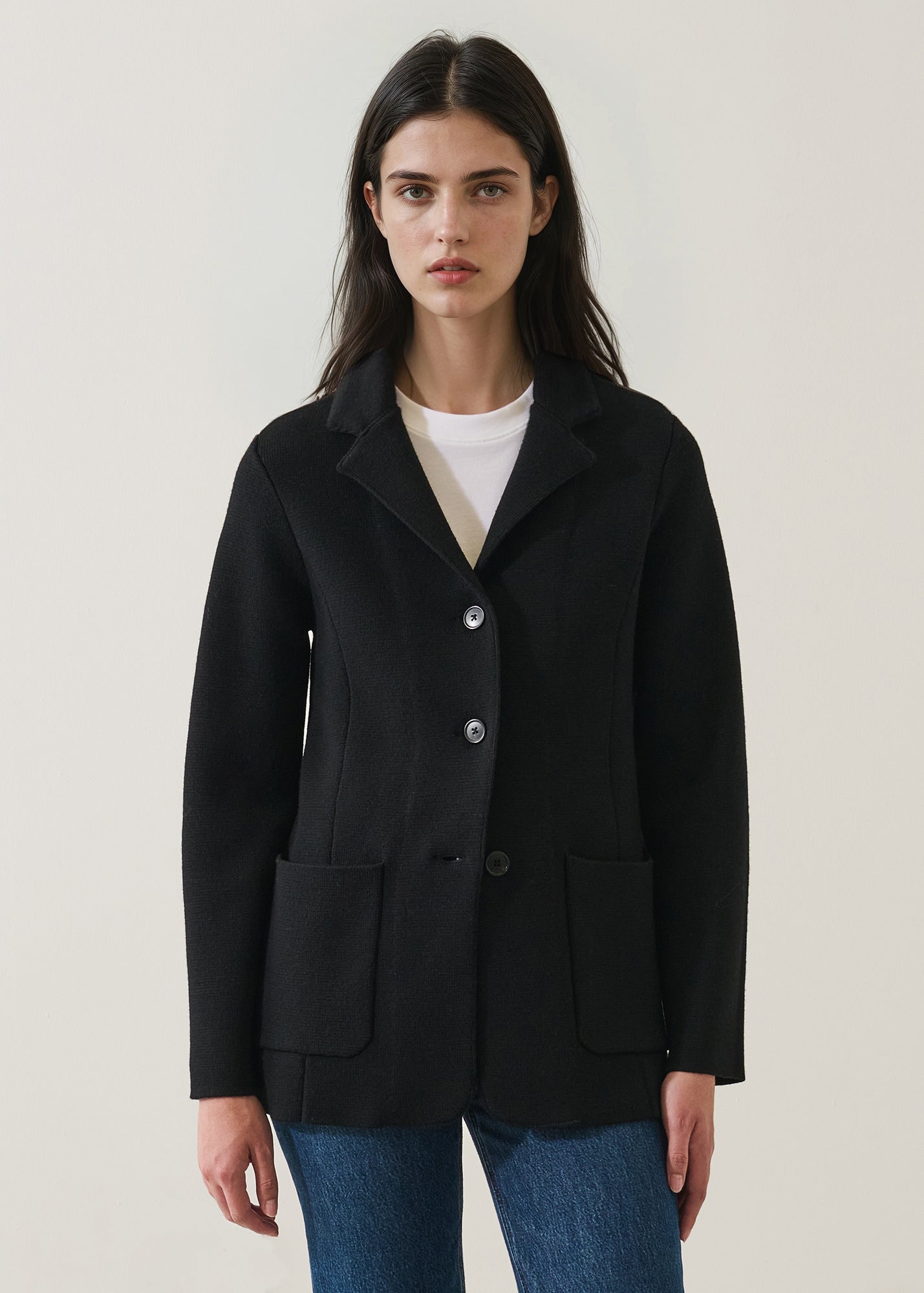 Merino Milano Stitch Button Blazer