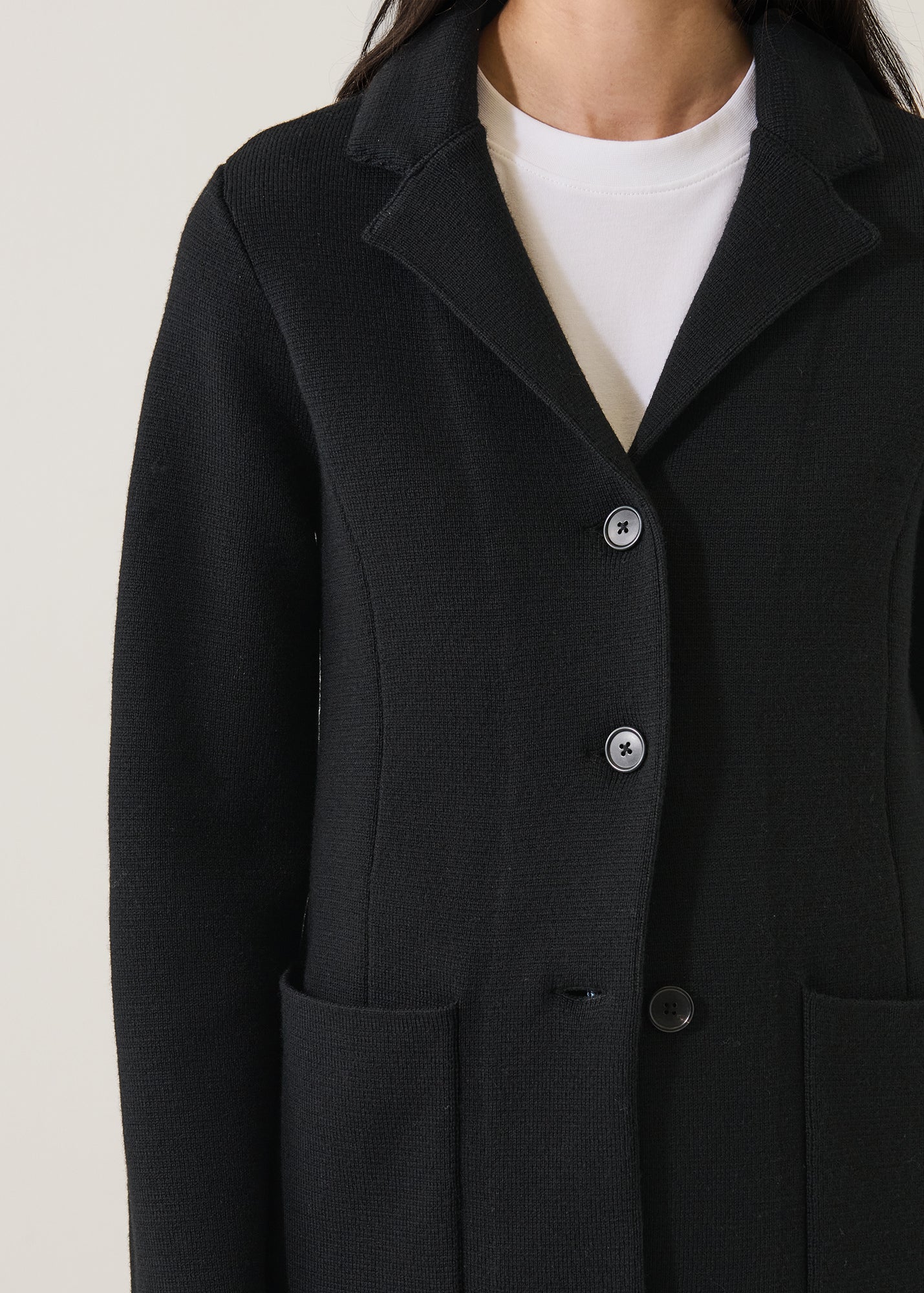 Merino Milano Stitch Button Blazer