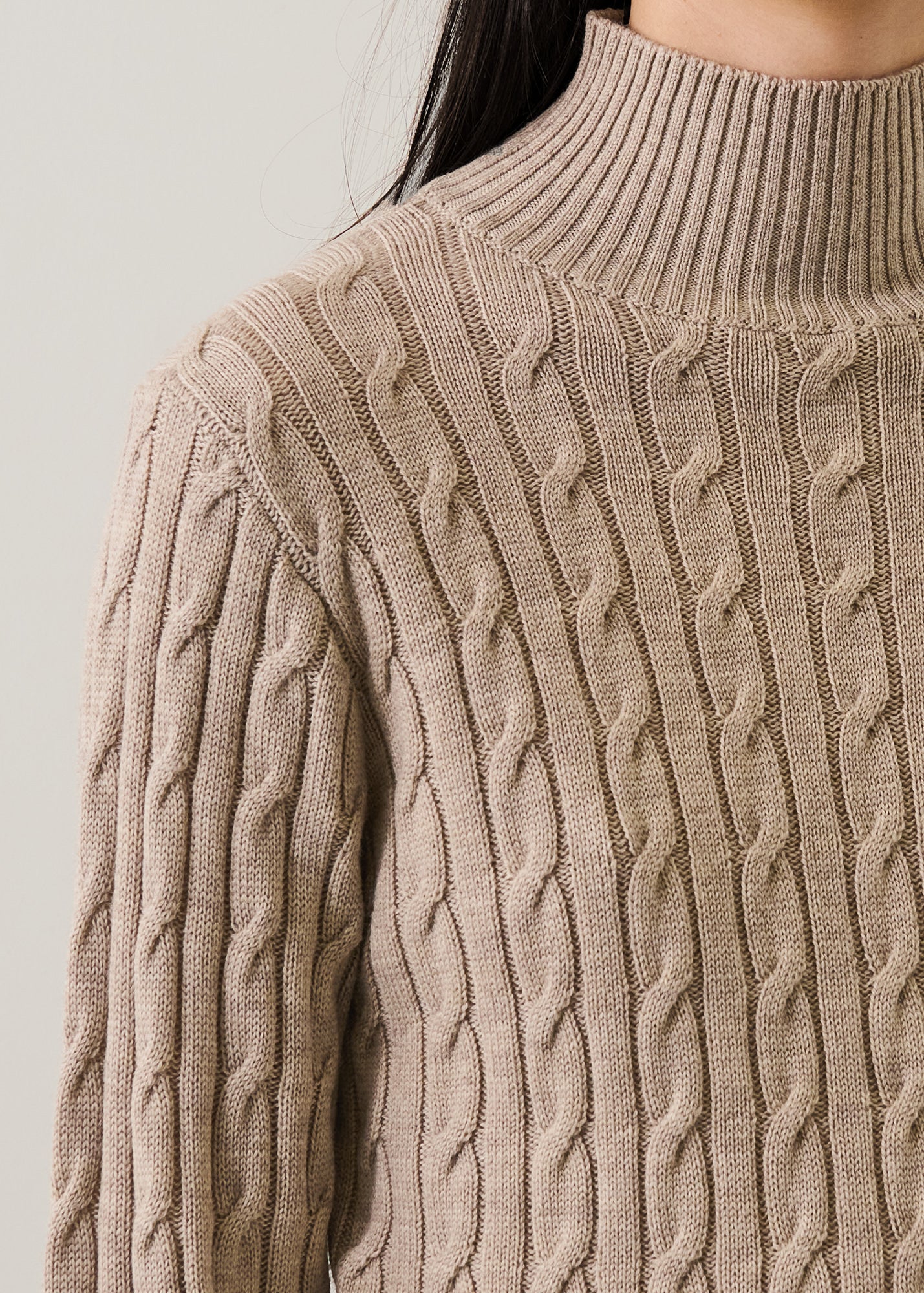 Merino Cable Mock Neck