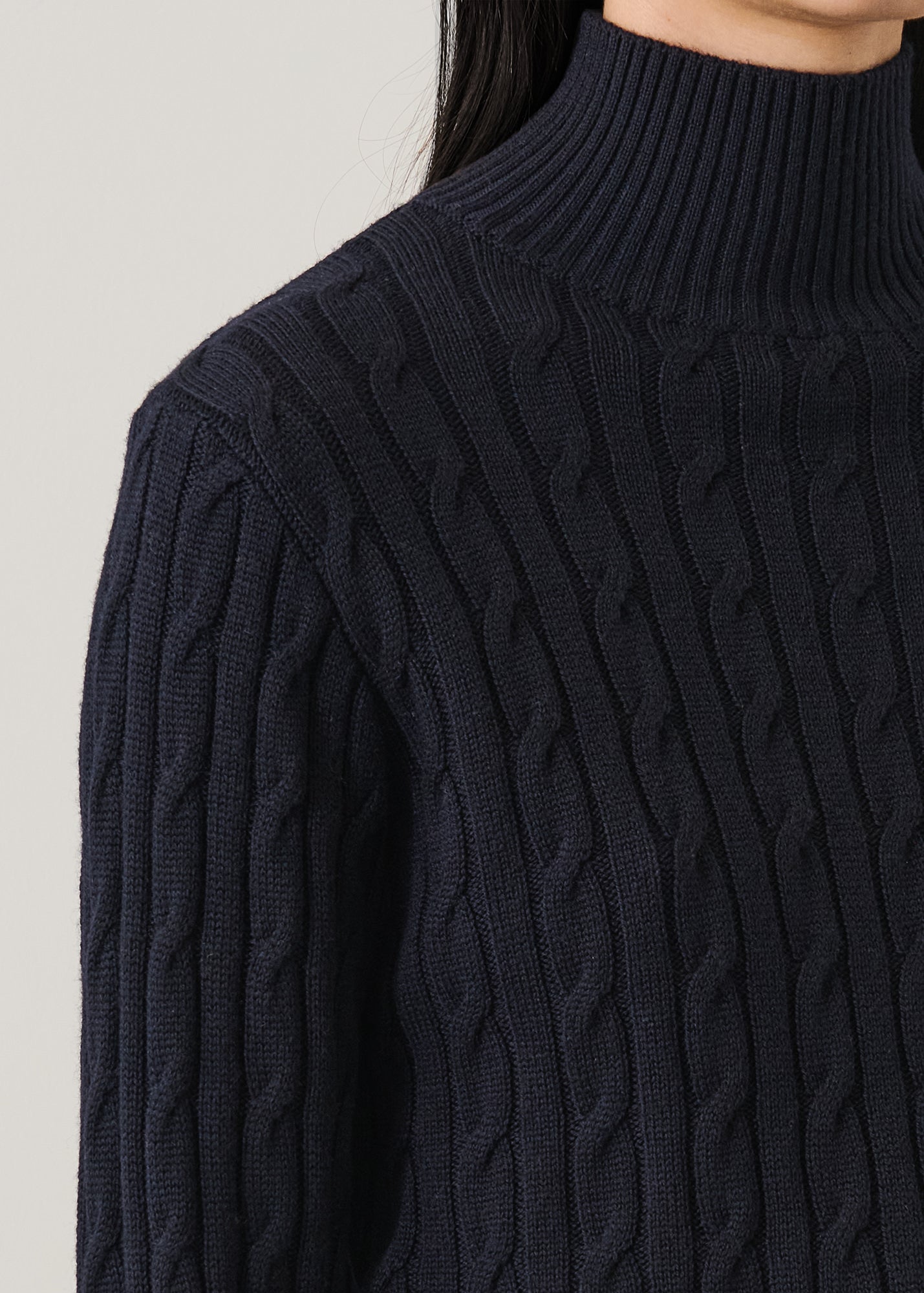 Merino Cable Mock Neck