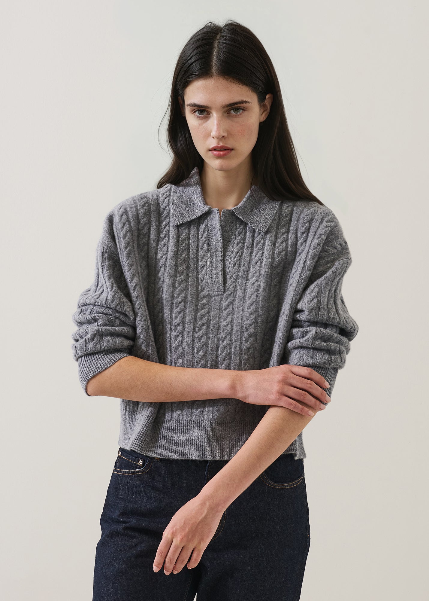 Superfine Lambswool Cable Polo - PATRICK ASSARAF