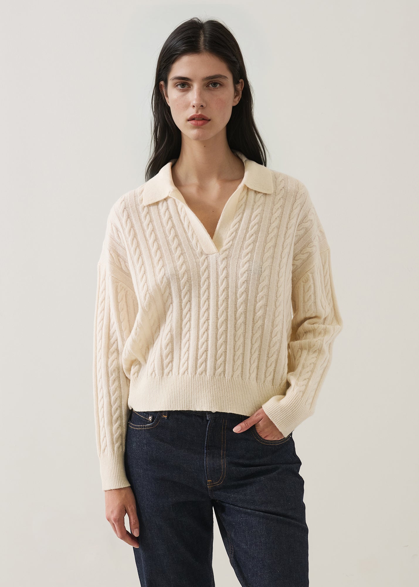 Superfine Lambswool Cable Polo - PATRICK ASSARAF