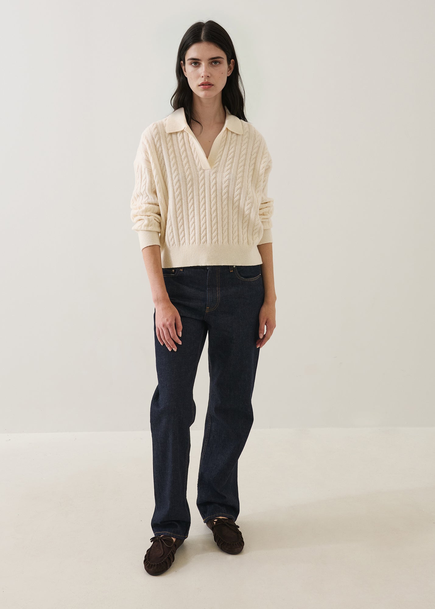 Superfine Lambswool Cable Polo - PATRICK ASSARAF