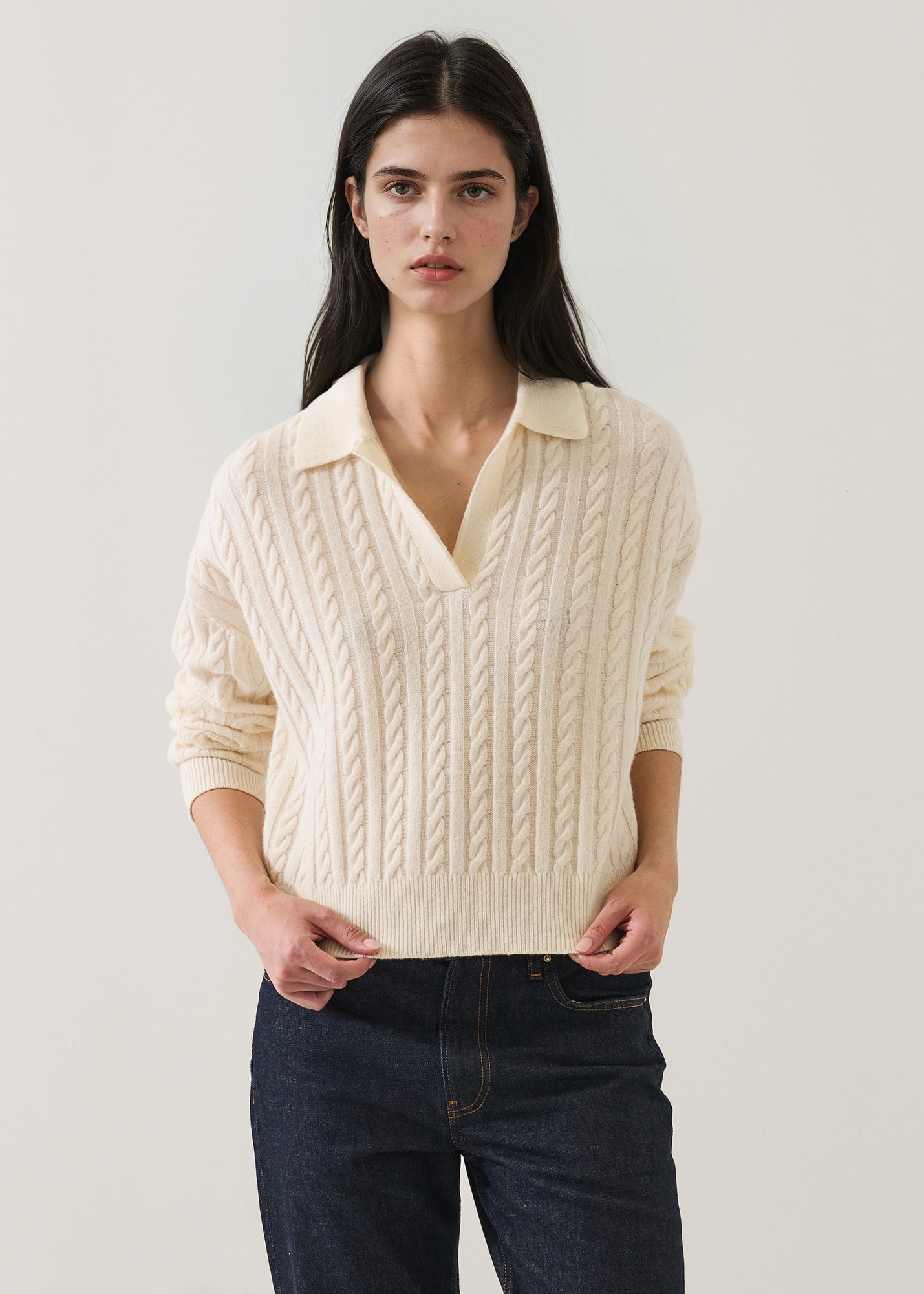 Superfine Lambswool Cable Polo - PATRICK ASSARAF