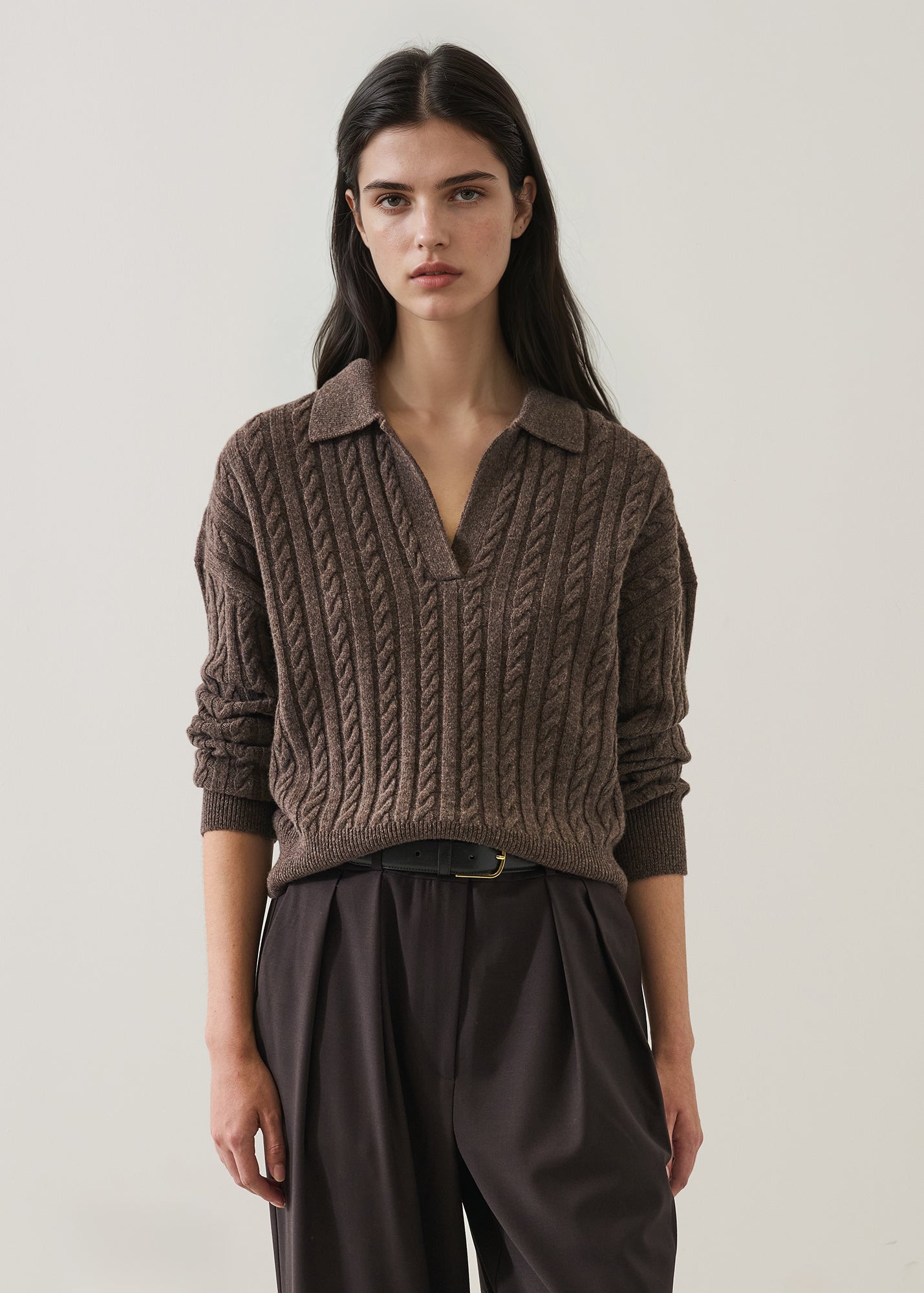 Superfine Lambswool Cable Polo - PATRICK ASSARAF