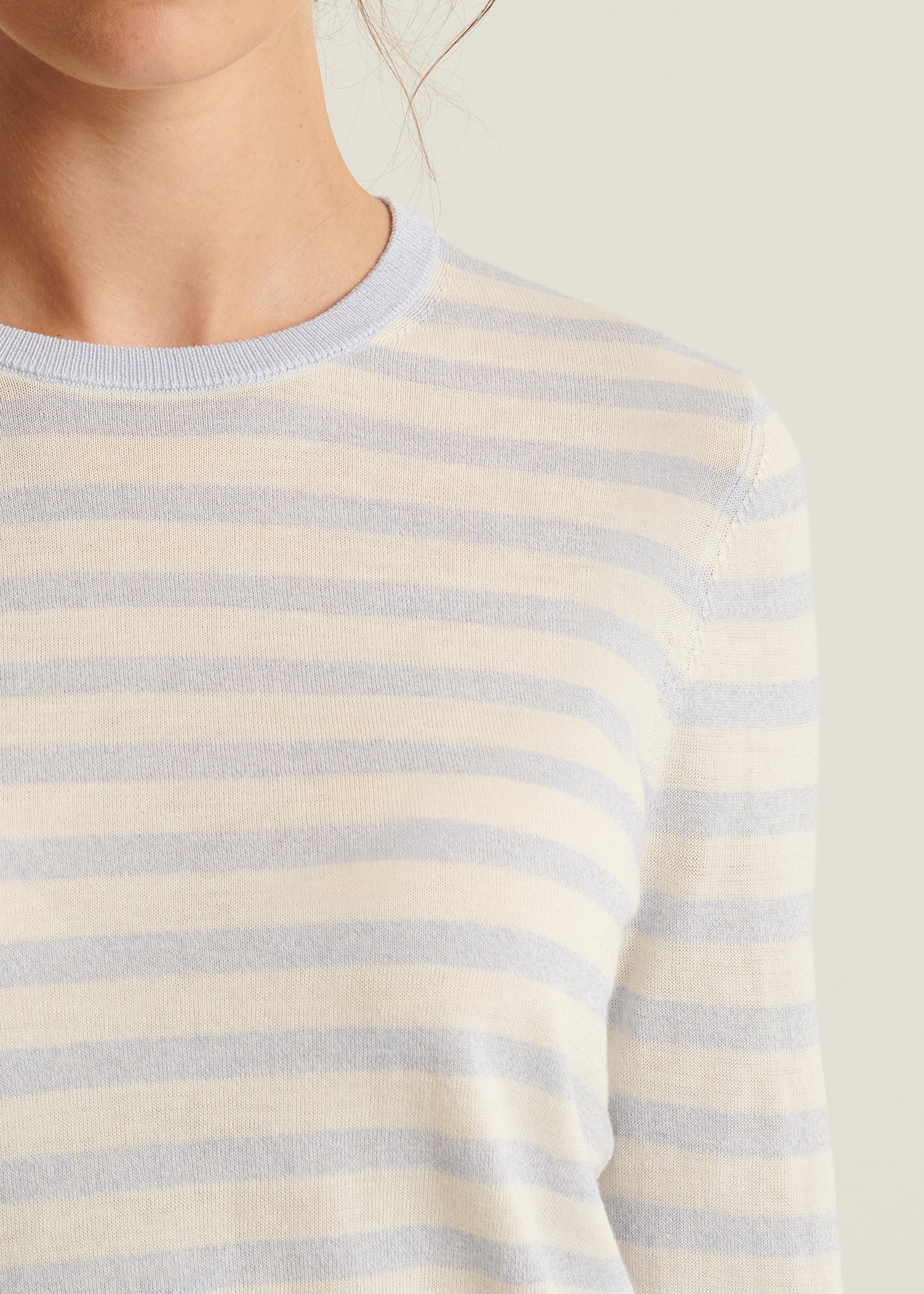 Cotton Cupro Striped Crewneck