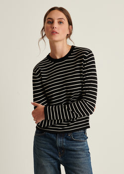 Cotton Cupro Striped Crewneck