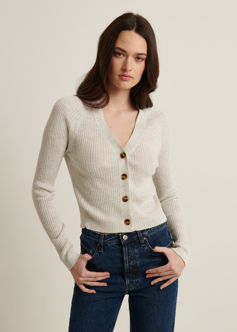 Cotton Cupro Ribbed Cardigan