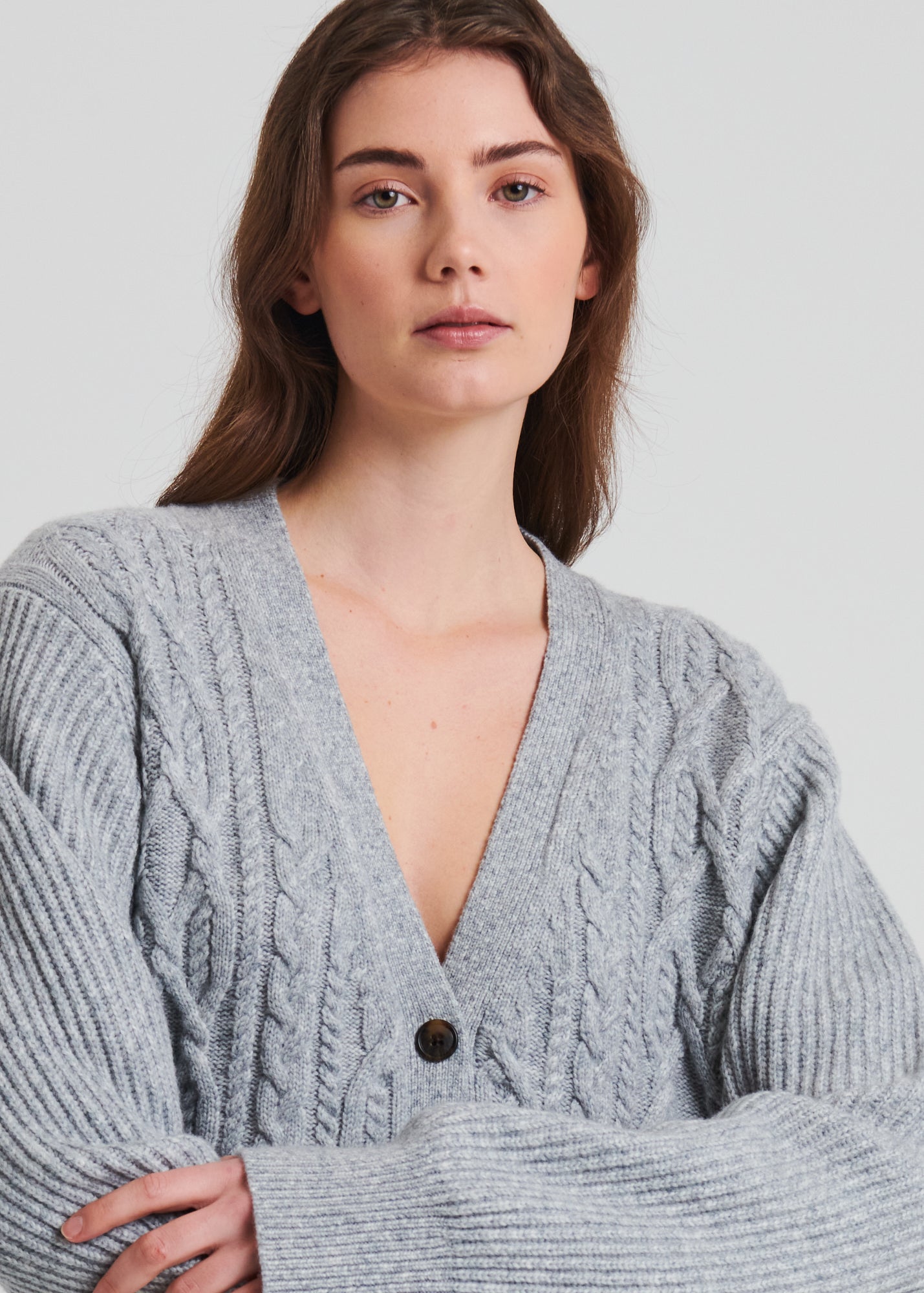 Wool Blend Cable Cardigan