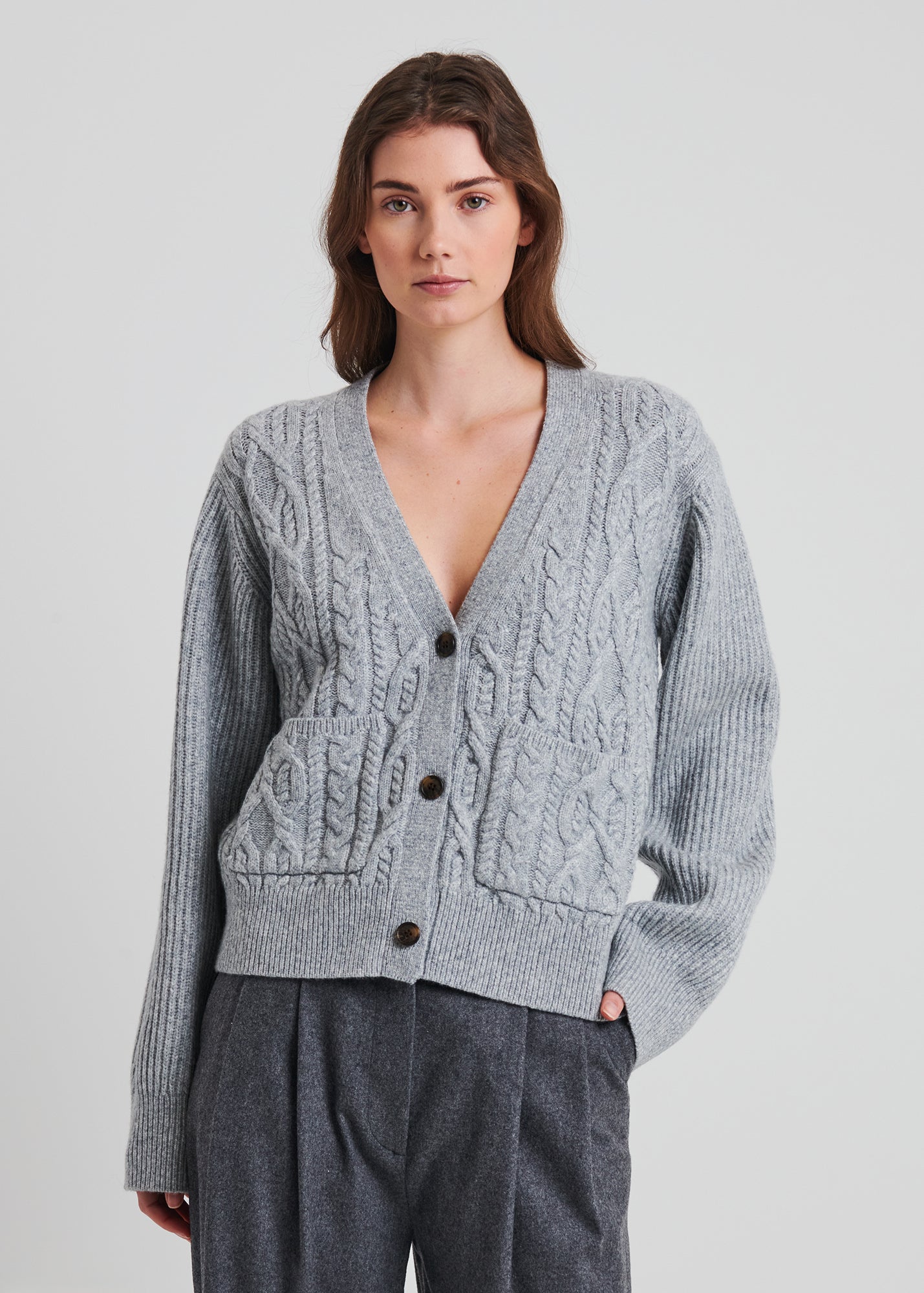 Wool Blend Cable Cardigan