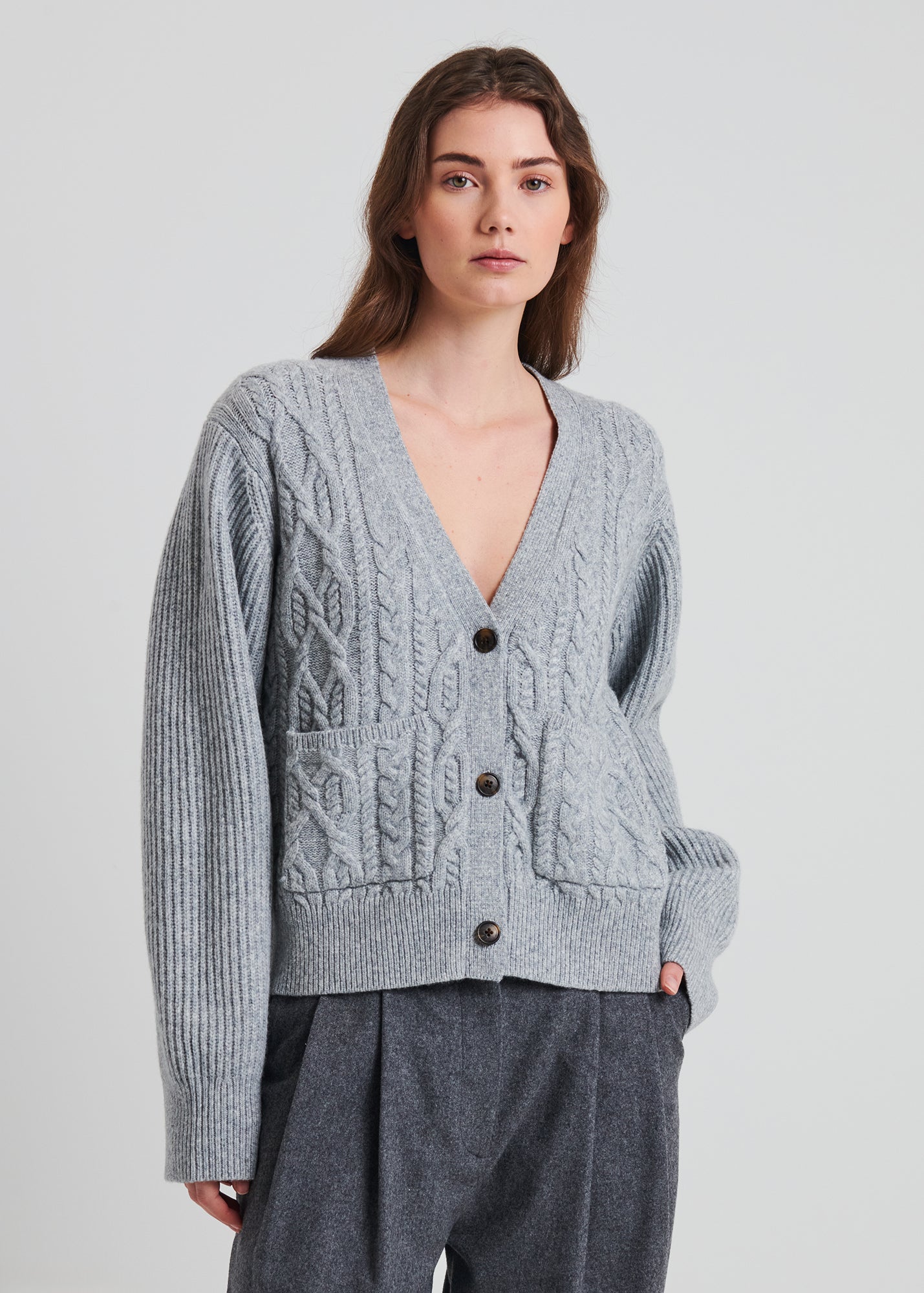 Wool Blend Cable Cardigan