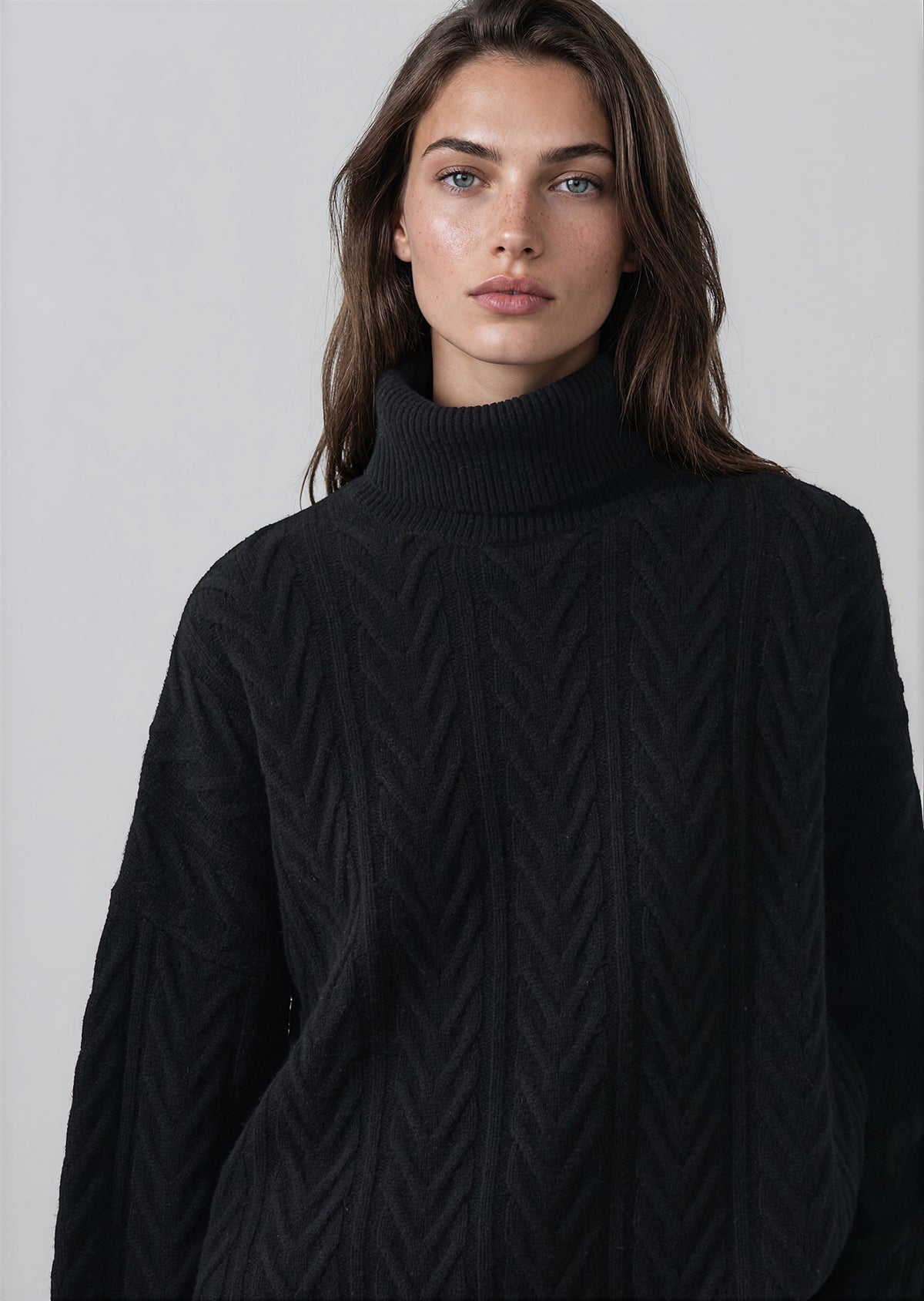 Merino Cashmere Relaxed Cable Turtleneck - PATRICK ASSARAF