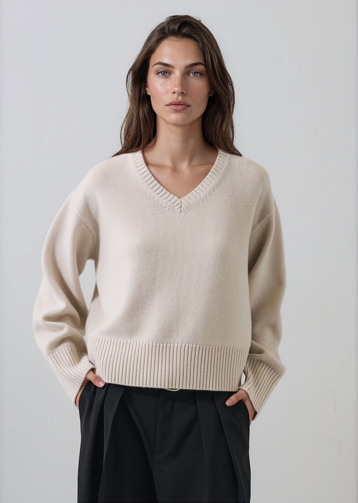 Merino Cashmere Oversized V-Neck - PATRICK ASSARAF