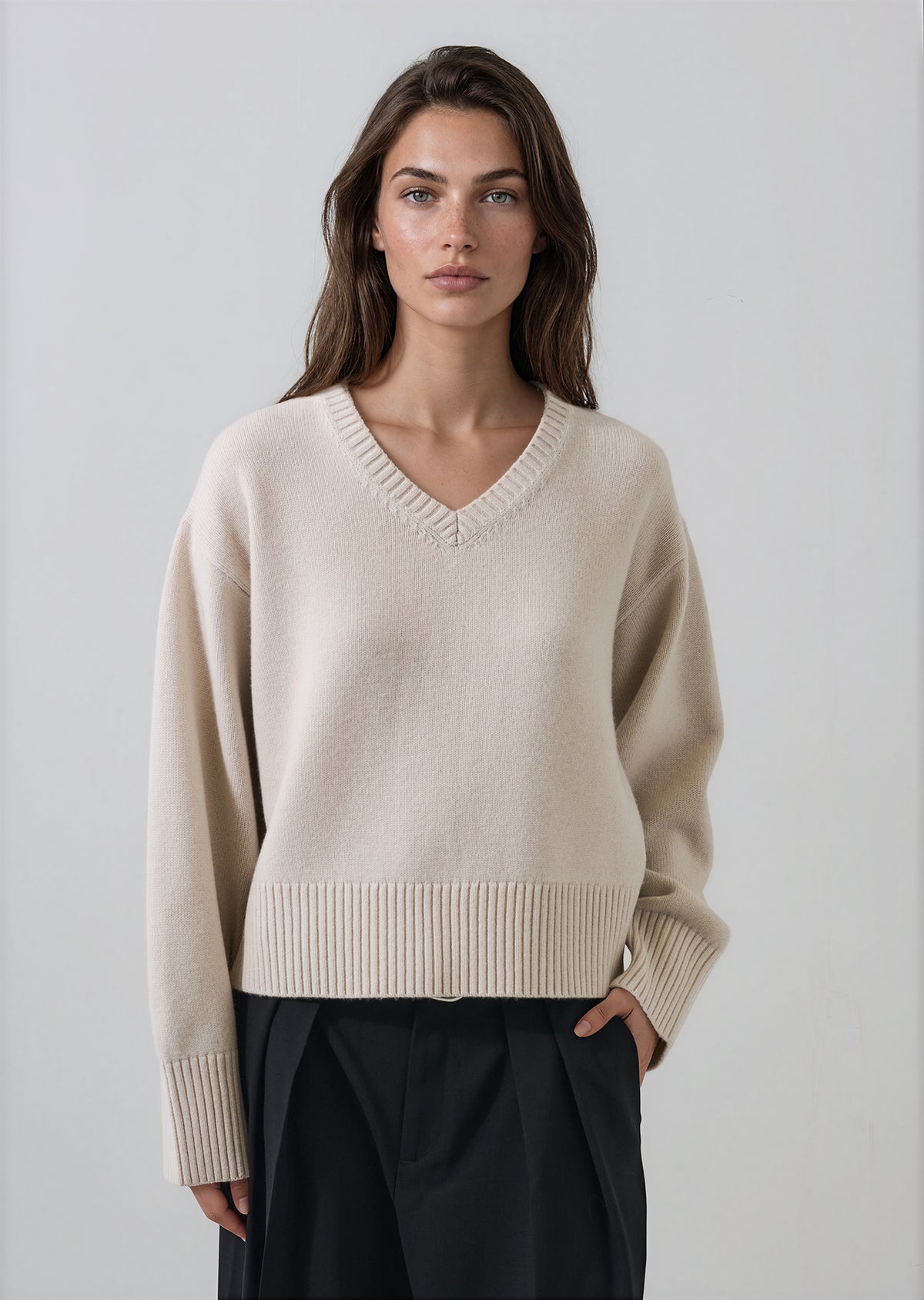 Merino Cashmere Oversized V-Neck - PATRICK ASSARAF