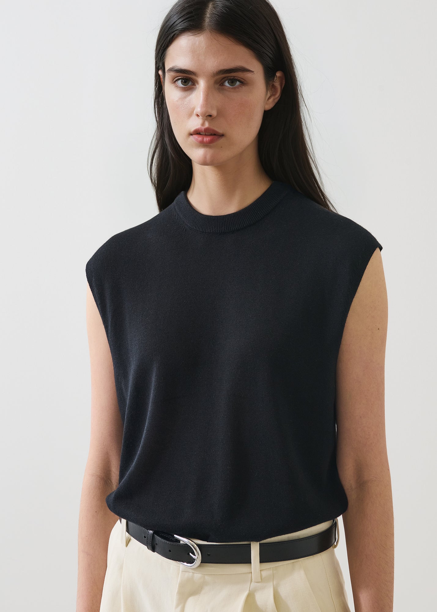Lyocell Cashmere Blend Sleeveless High Crewneck - PATRICK ASSARAF
