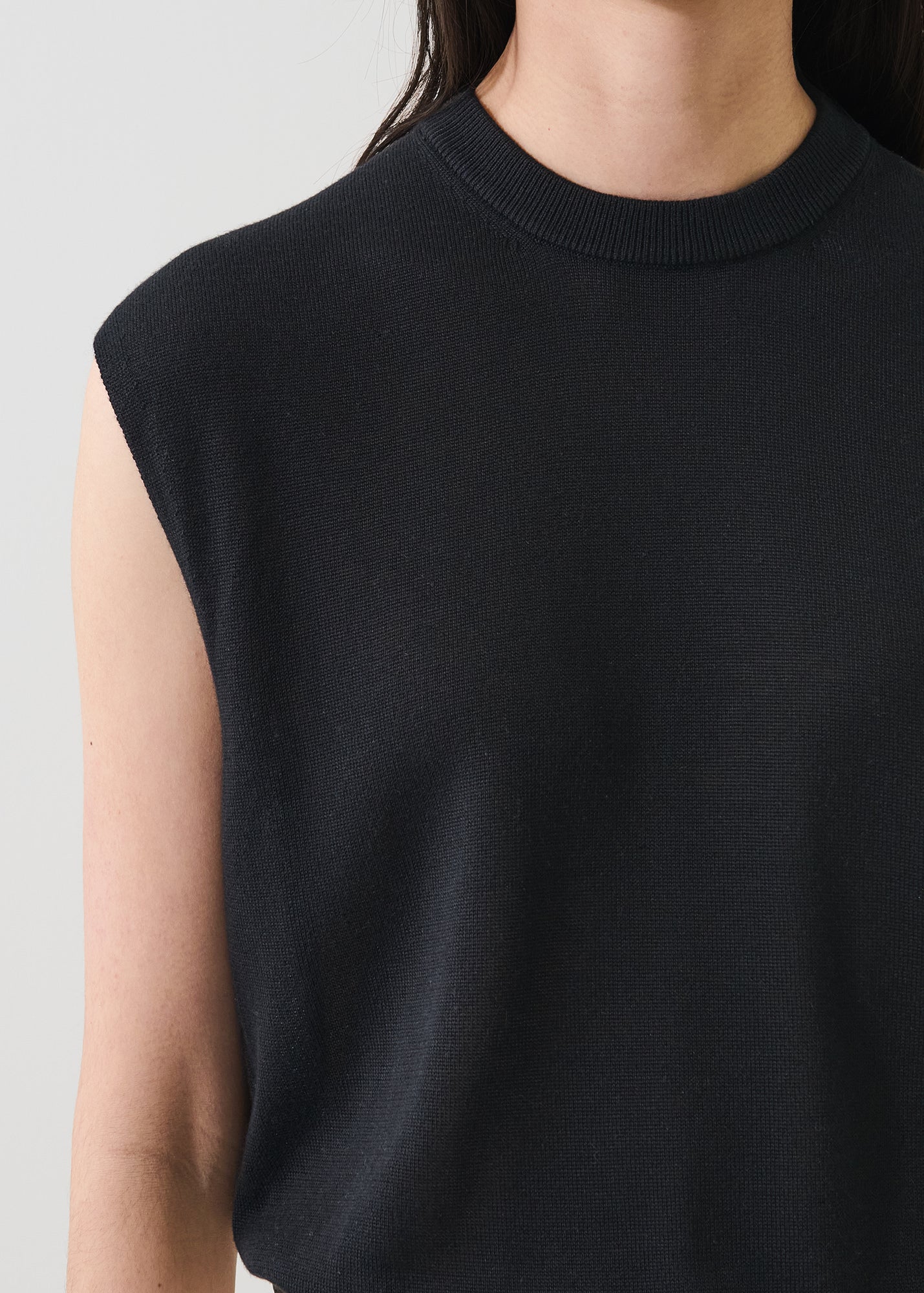 Lyocell Cashmere Blend Sleeveless High Crewneck - PATRICK ASSARAF