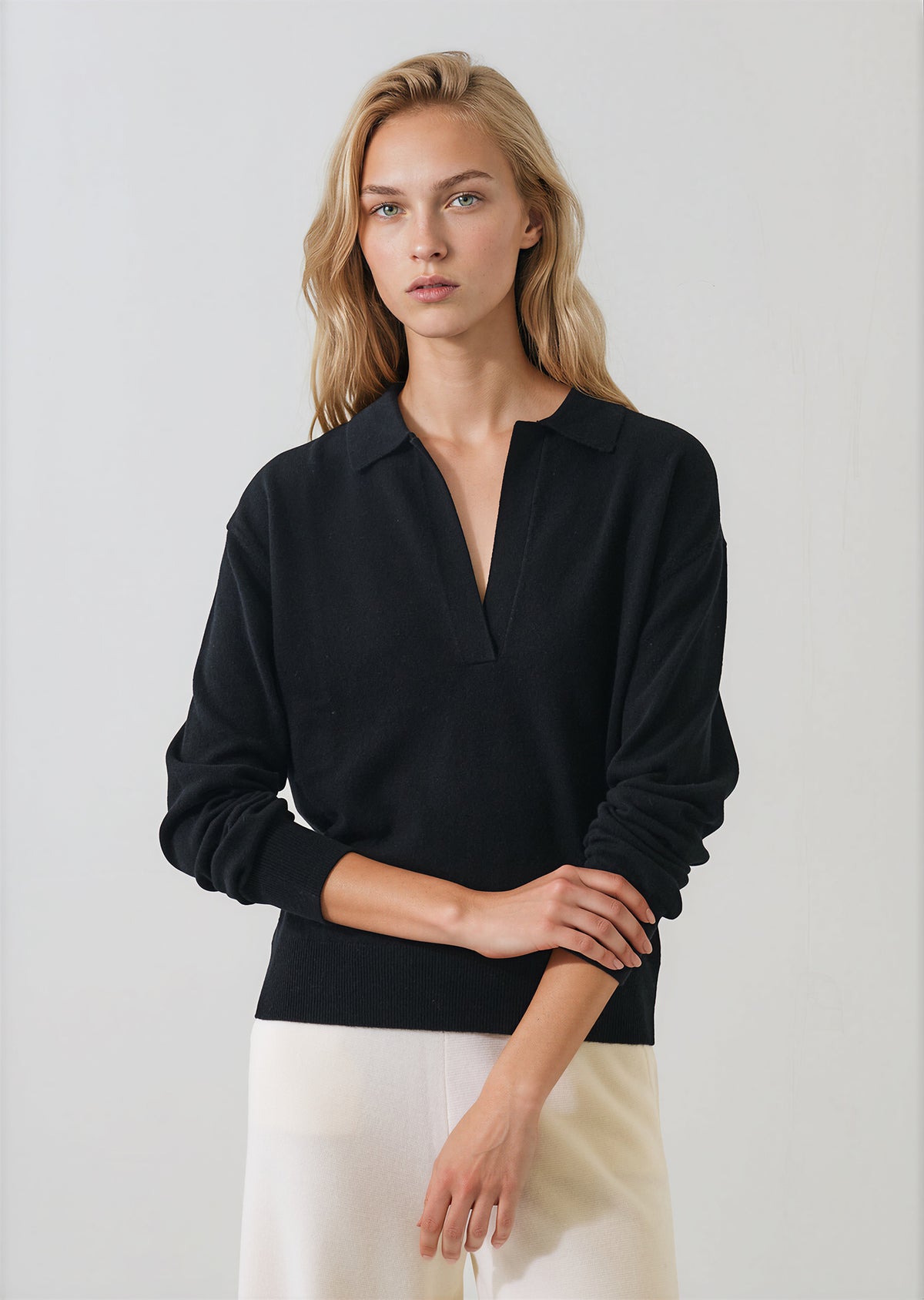 Nano Cashmere Relaxed Johnny Collar Polo - PATRICK ASSARAF