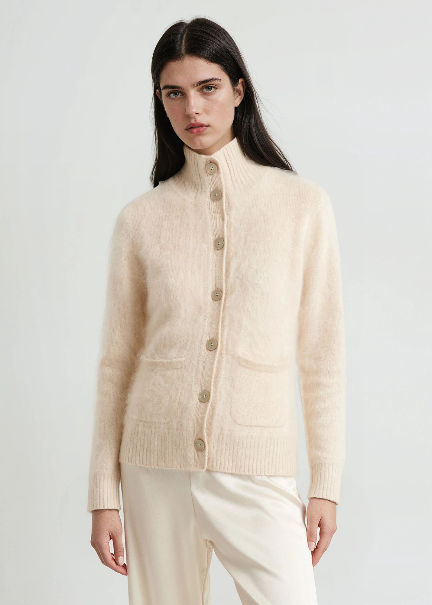 Brushed Cashmere Button Front Jacket