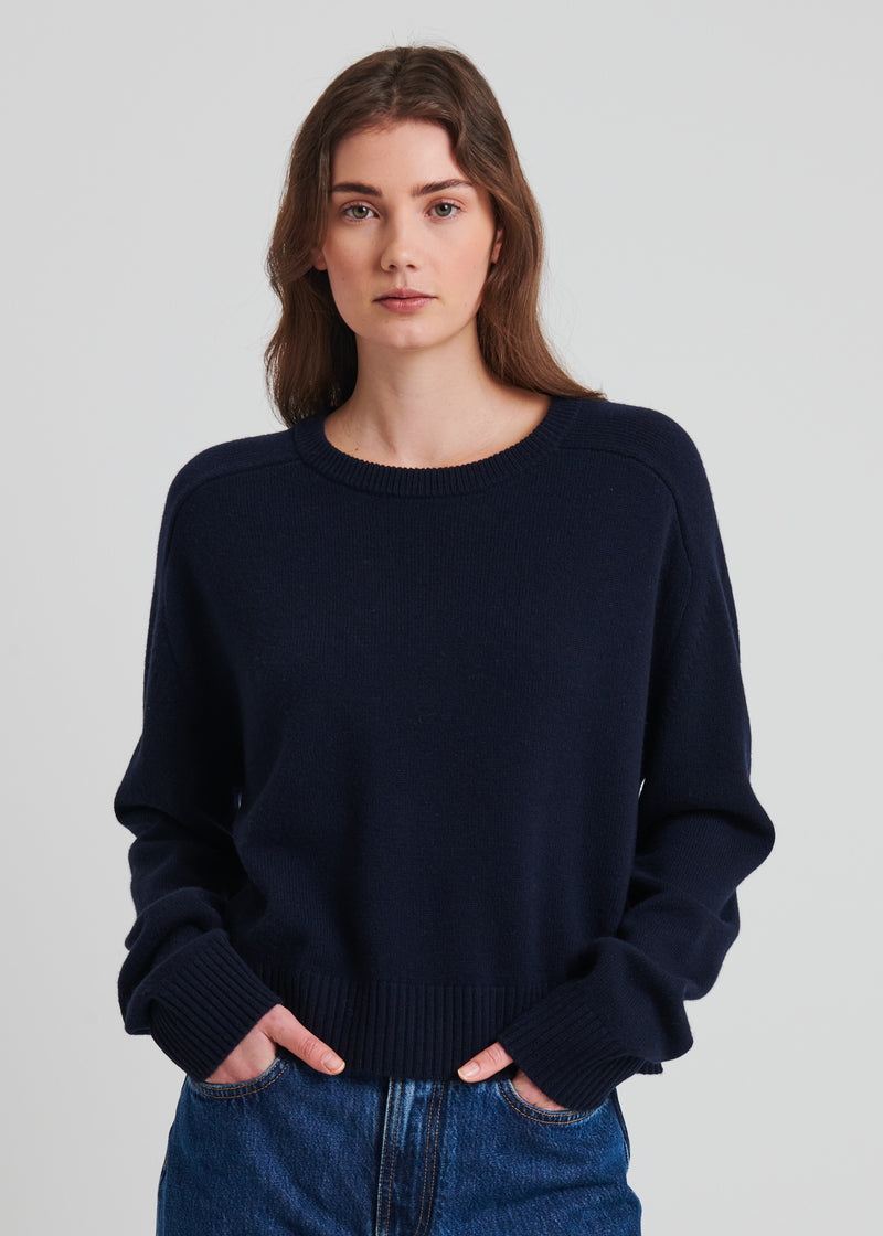 Cashmere Saddle Shoulder Crewneck