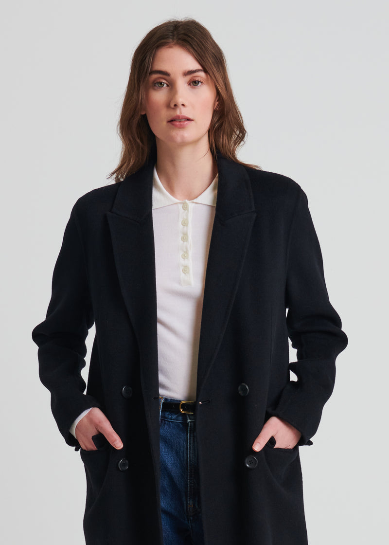 Wool/Cashmere Long Double Breasted Coat