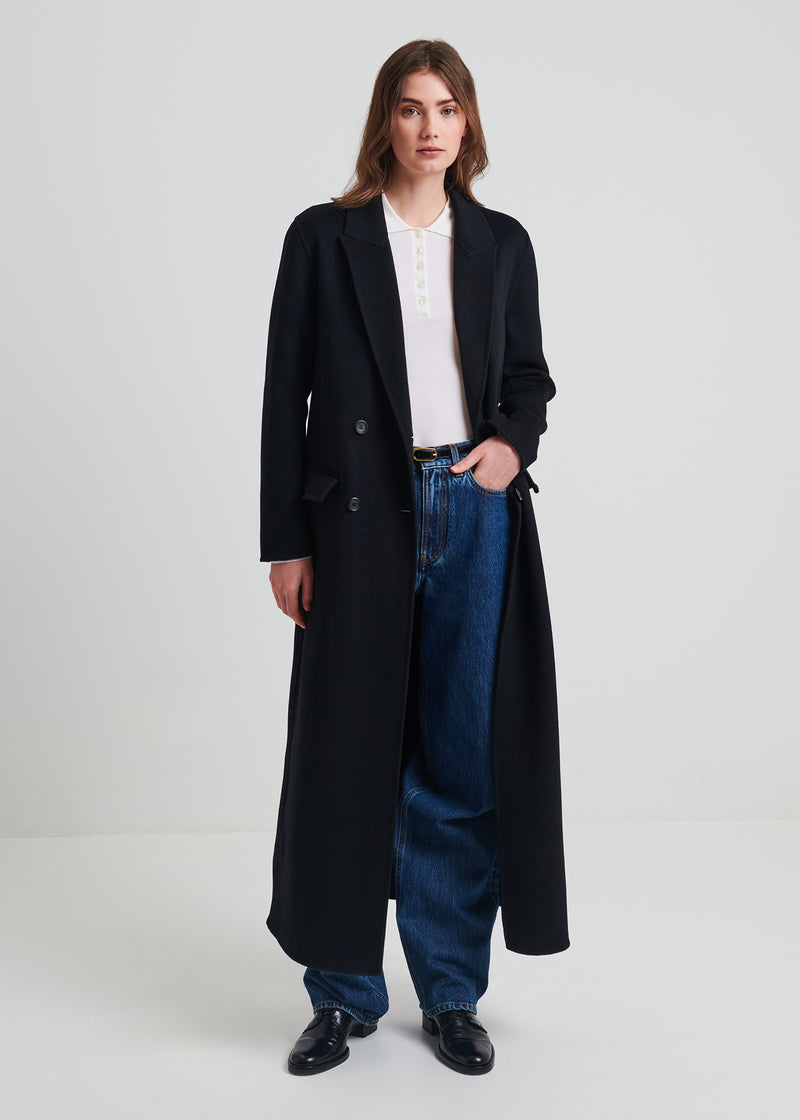 Wool/Cashmere Long Double Breasted Coat