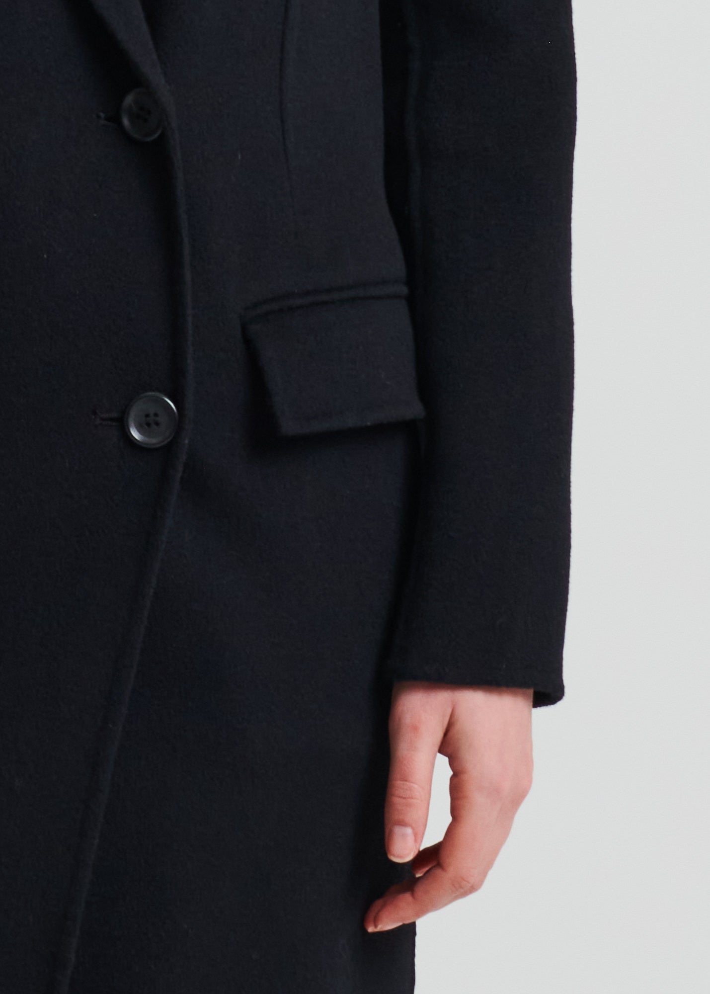 Wool/Cashmere Long Double Breasted Coat